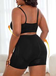 Plus Solid Lingerie Set - Black - View 2