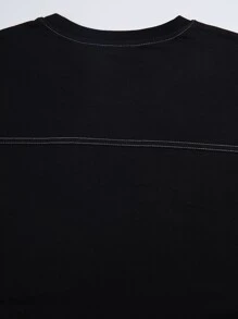 Hombres Camiseta de hombros caídos con estampado floral - Negro - Ver 7