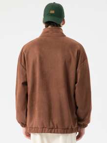 Áo khoác Nam Dây kéo màu trơn Giải trí - màu nâu - Xem 2