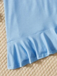 SHEIN 女孩標語圖案荷葉邊睡裙