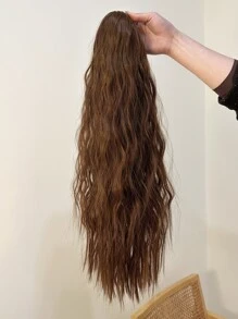 Long Curly Ponytail Synthetic Hair Extension - Brown - View 4