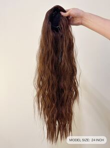 Long Curly Ponytail Synthetic Hair Extension - Brown - View 6
