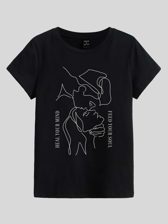 Judi Designs Co. T-Shirt mit Figur & Buchstabe Grafik