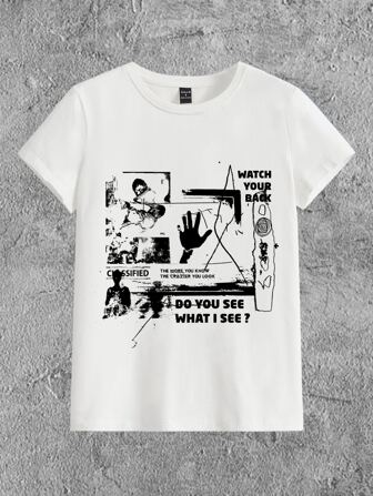 Hunows Grunge Punk Maglietta slogan e figura