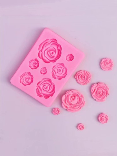 7pcs Rose Shaped Aromatherapy Wax Candles For DIY Resin Decoration, With 1 Silicone Mould