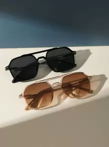 2 件装男士飞行员款塑料时尚眼镜 - 彩色 - 查看 1