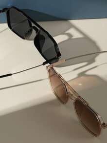 2 件装男士飞行员款塑料时尚眼镜 - 彩色 - 查看 4