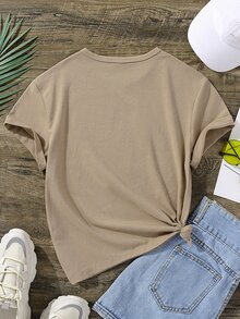 Girls Figure & Letter Graphic Tee - Khaki - View 2