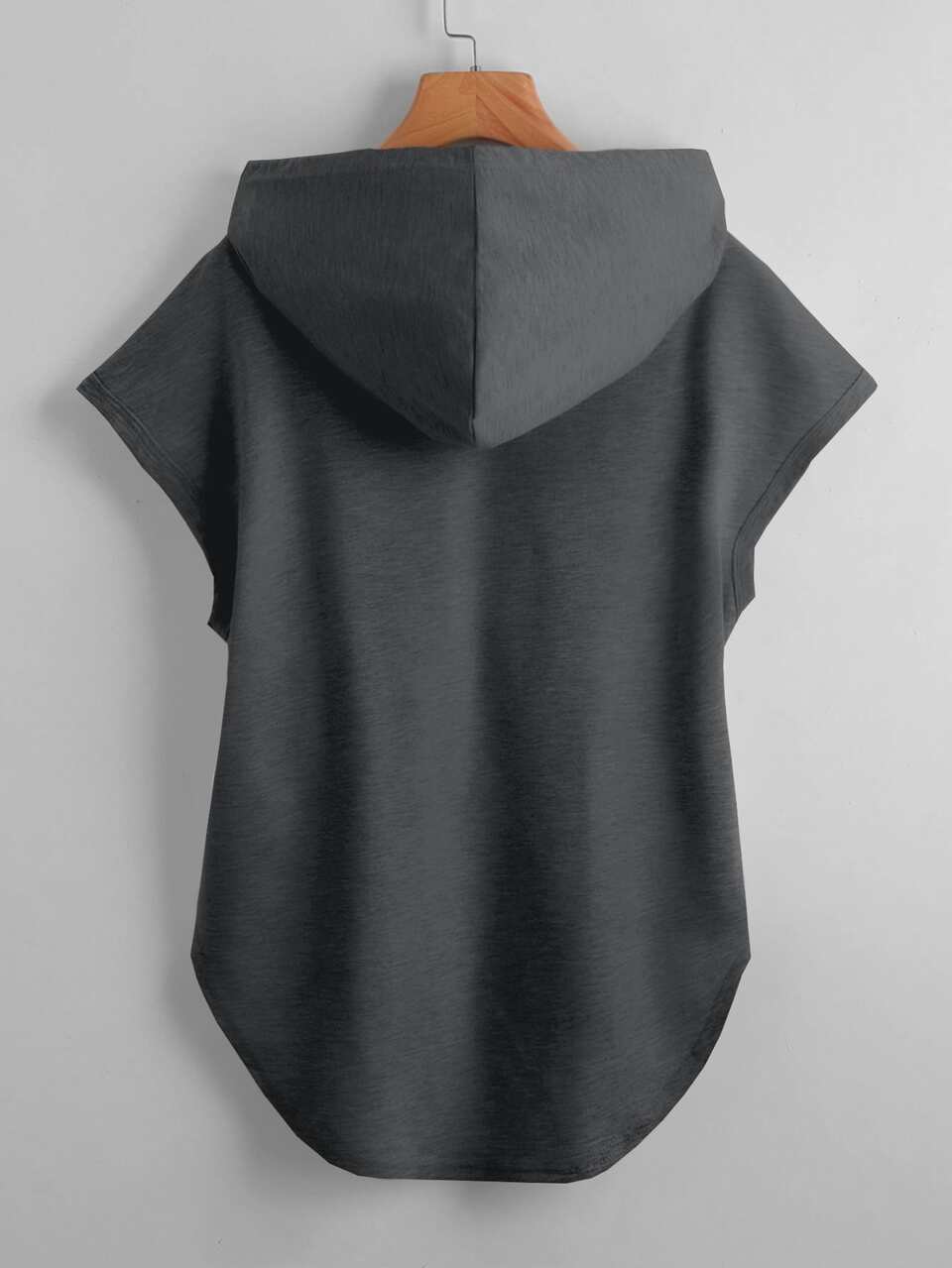 High Low Hem Drawstring Hooded Tee