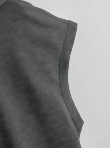 SHEIN Unity 高低下擺抽繩連帽T恤 - 深灰色 - 查看 3