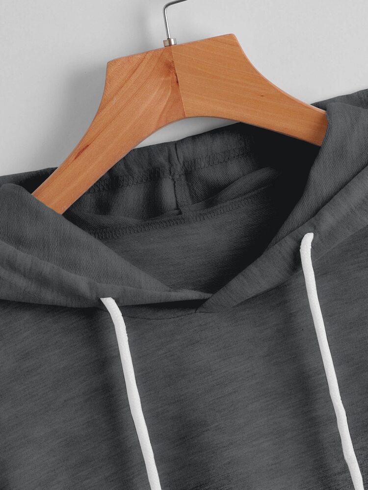 High Low Hem Drawstring Hooded Tee