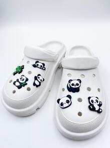7pcs Panda & Bamboo Design Shoe Decoration, Silicone Cute Accessories For Clogs - Multicolor - View 1