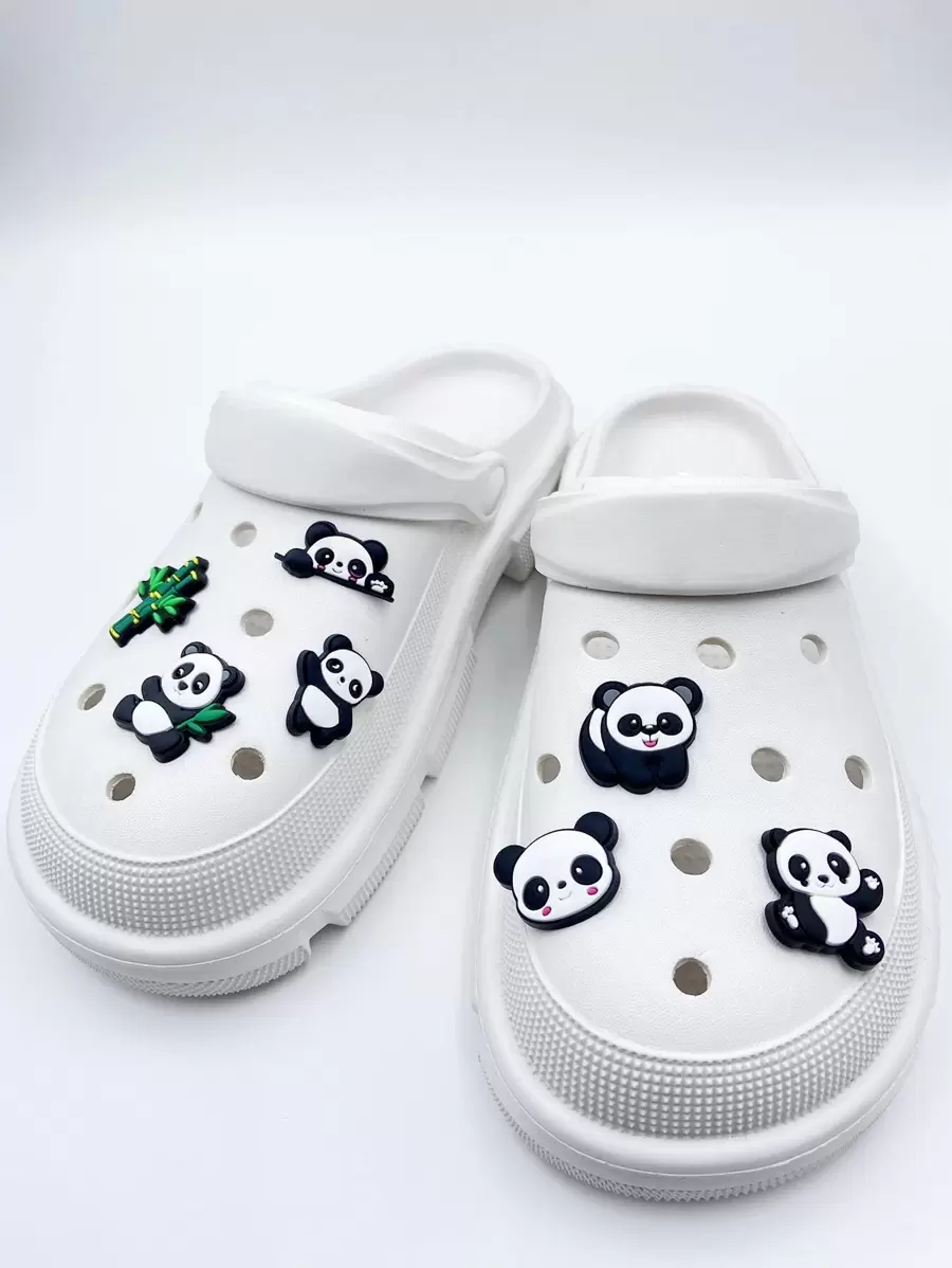 7pcs Panda & Bamboo Design Shoe Decoration, Silicone Cute Accessories For Clogs - Multicolor - View 1