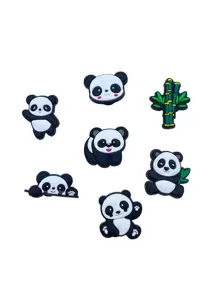 7pcs Panda & Bamboo Design Shoe Decoration, Silicone Cute Accessories For Clogs - Multicolor - View 2