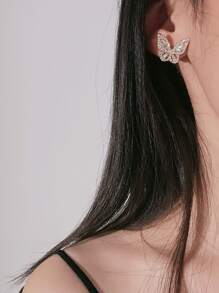 CVNANA 水鑽蝴蝶耳釘 - 金黃色 - 查看 5