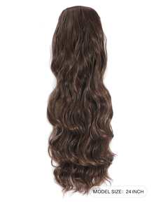 Long Body Wave Ponytail Synthetic Hair Extension - Maroon - View 2