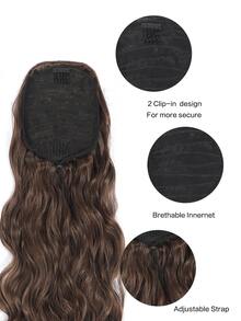 Long Body Wave Ponytail Synthetic Hair Extension - Maroon - View 3