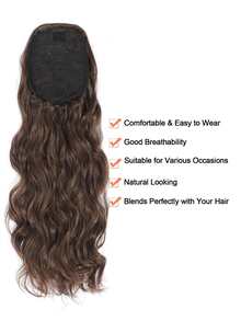 Long Body Wave Ponytail Synthetic Hair Extension - Maroon - View 5