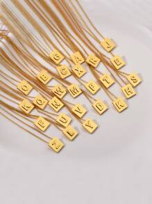 1入組字母細節矩形吊墜項鏈