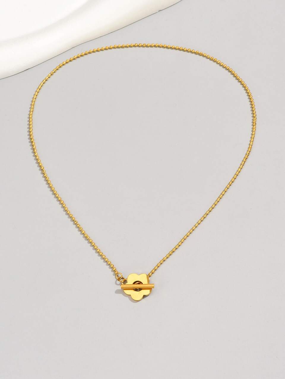 1pc Simple Fashion Stainless Steel Gold Plated Flower Necklace For Women, Daily Wear Women's Jewelry, Women's Gift Valentines,Mom,Mother,Mother's Day,Gift