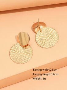 Textured Metal Round Drop Earrings