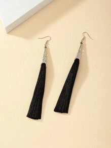 Tassel Drop Earrings - Black - View 4