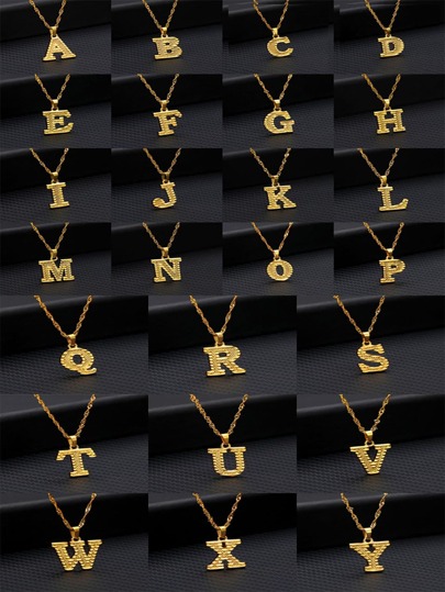 1 件 A-z 字母吊墜項鍊,鍍金/銀,女式項鍊,帶英文字母名字,時尚珠寶禮物