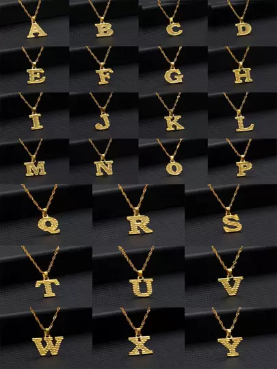 1 件 A-z 字母吊墜項鍊,鍍金/銀,女式項鍊,帶英文字母名字,時尚珠寶禮物