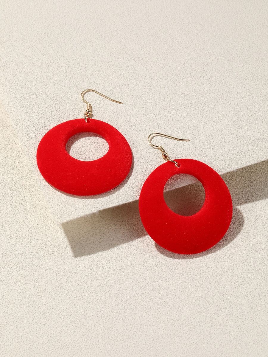 圓形耳墜 - 紅色 - 查看 1