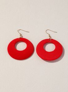 圓形耳墜 - 紅色 - 查看 2