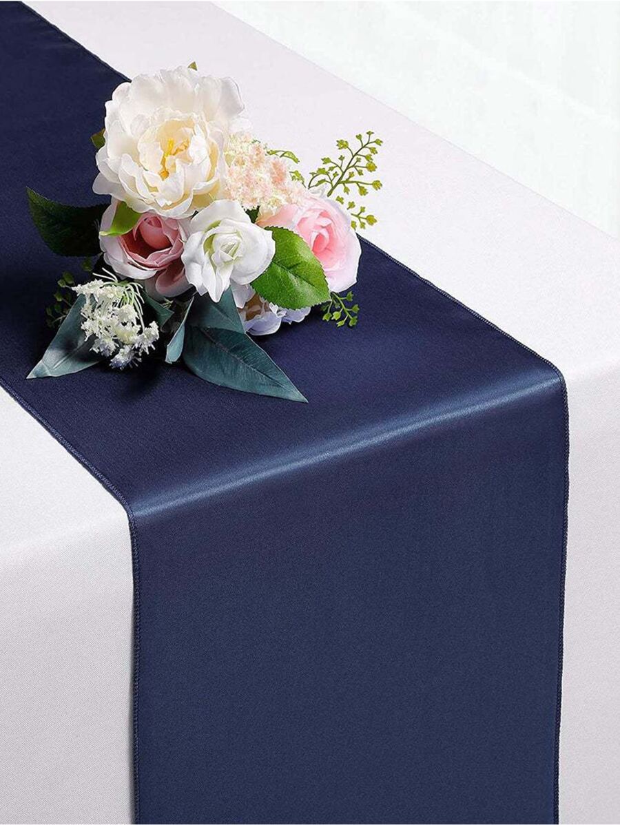 1pc Polyester Table Runner, Modernist Blue Kitchen Table Runner For Wedding Party - Blue - View 1