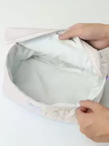 Bolso de maquillaje de mano con gráfico de letras - Blanco - Ver 3
