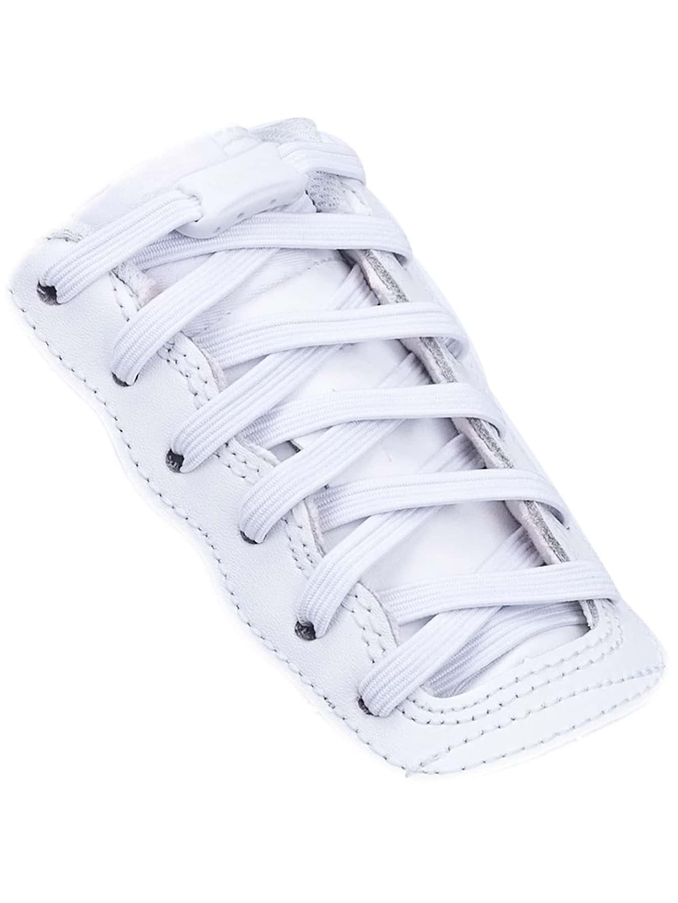 1對滌綸鞋白色無繫帶鞋帶適用於運動鞋