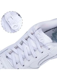 1對滌綸鞋白色無繫帶鞋帶適用於運動鞋