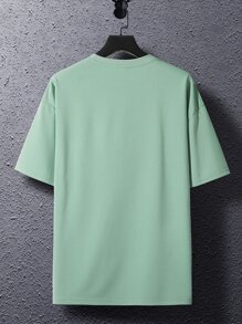 Claim Dot 男士字母圖案落肩T恤 - 薄荷綠 - 查看 3