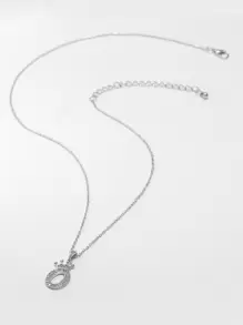 水鑽字母墜飾項鍊 - 銀色 - 查看 6