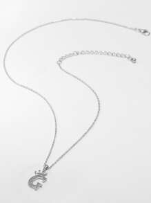 水鑽字母墜飾項鍊 - 銀色 - 查看 8