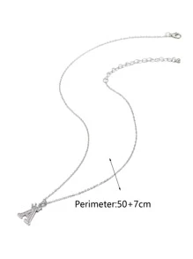 RINTOLER Dây chuyền Khối Zirconia  Lá thư & Đồ treo vương miện - Bạc - Xem 3