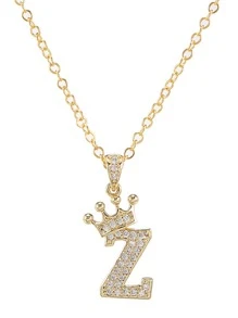 RINTOLER 方晶鋯石字母和皇冠吊墜項鏈 - 金黃色 - 查看 6