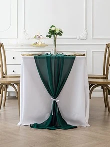 1pc Green Table Runner, Minimalist Polyester Kitchen Table Runner For Home - Green - View 2