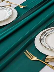 1pc Green Table Runner, Minimalist Polyester Kitchen Table Runner For Home - Green - View 3