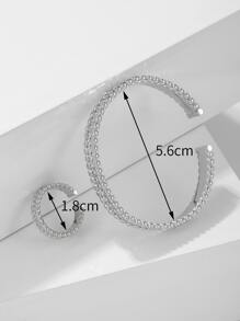 2pcs/set Minimalist Cuff Bangle & Ring Copper Jewelry - Silver - View 3