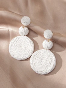1 paio di orecchini pendenti a cerchio in stile bohémien con pendente in rafia, orecchini a goccia perfetti per le vacanze al mare