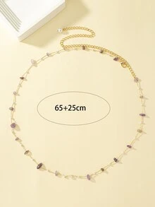 Stone Faux Pearl Decor Waist Chain - Multicolor - View 4