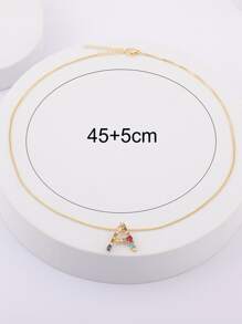 1入組方晶鋯石字母墜飾項鍊 - 金黃色 - 查看 11