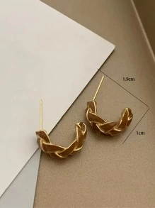 Bông tai vòng bít chi tiết bện - Màu Khaki - Xem 3