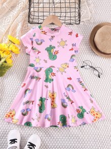 小女童卡通圖案洋裝