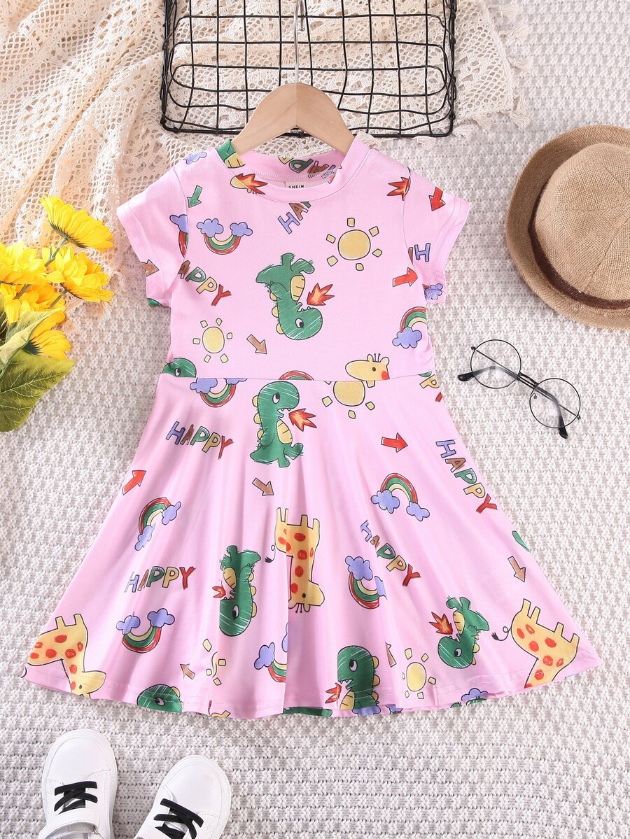 小女童卡通圖案洋裝