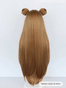 Peluca sintética cosplay extra larga recto con tupe - Marrón - Ver 2