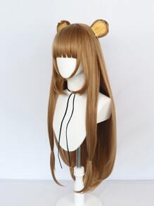 Peluca sintética cosplay extra larga recto con tupe - Marrón - Ver 4